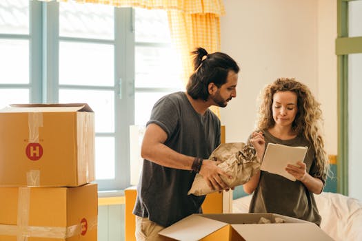 happy family moving into their new home